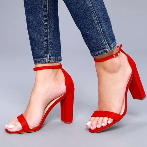 Lulus Shoes - NEW Lulu's Taylor Red Suede Ankle Strap Heels